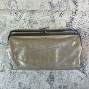HOBO Metallic Gold Leather Kiss-Lock Clutch Wallet